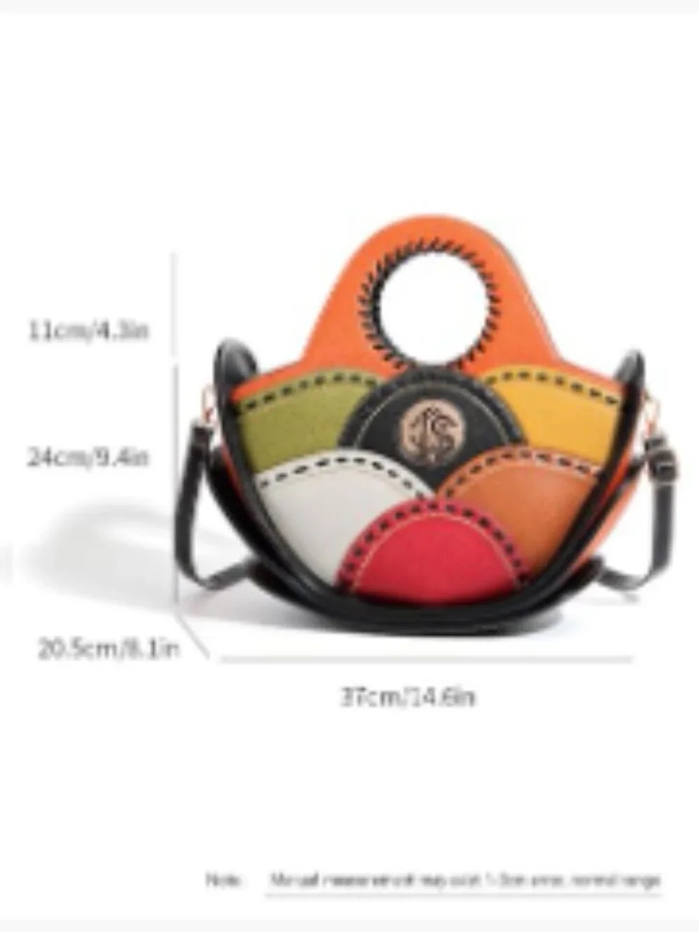 Faux Leather Multicolor Patchwork Handbag Set with Matching Wallet Shoulder